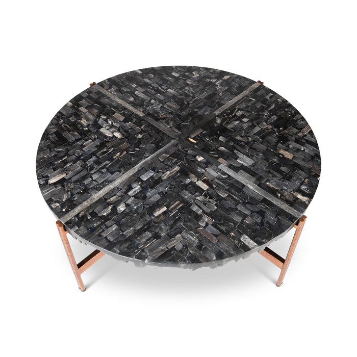 Urbia Jenna Coffee Table Natural Black Petrified Wood, Stainless Steel Base