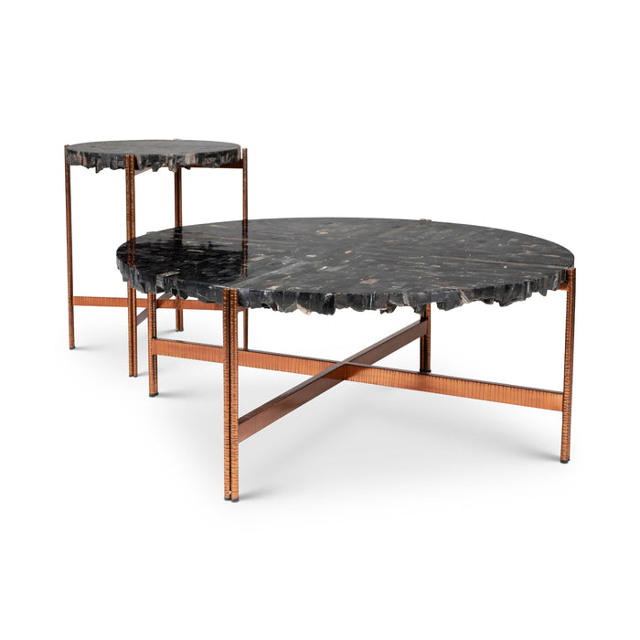 Urbia Jenna Coffee Table Natural Black Petrified Wood, Stainless Steel Base