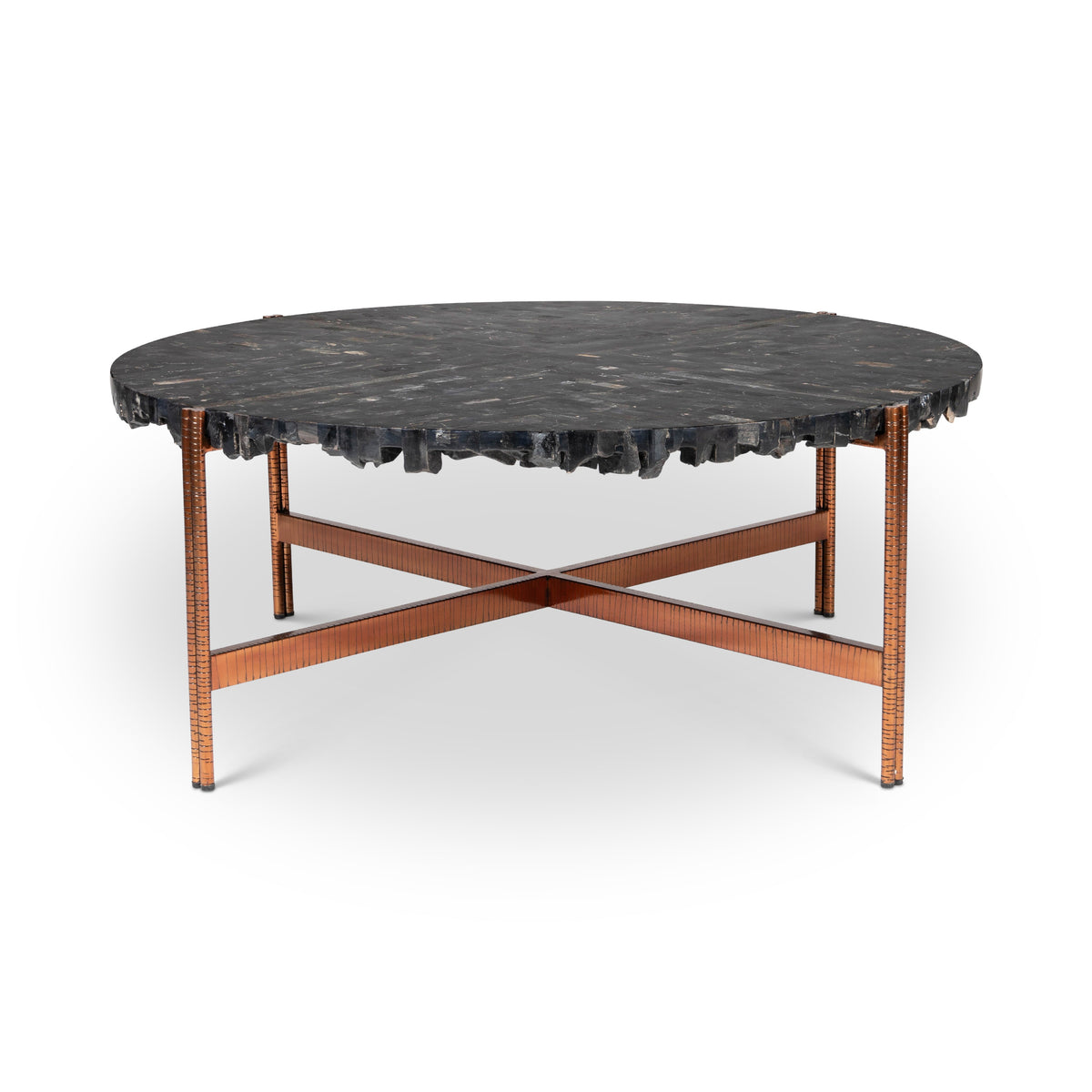 Urbia Jenna Coffee Table Natural Black Petrified Wood, Stainless Steel ...