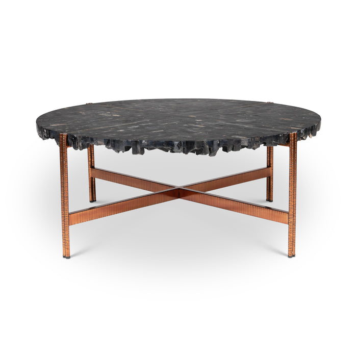 Urbia Jenna Coffee Table Natural Black Petrified Wood, Stainless Steel Base