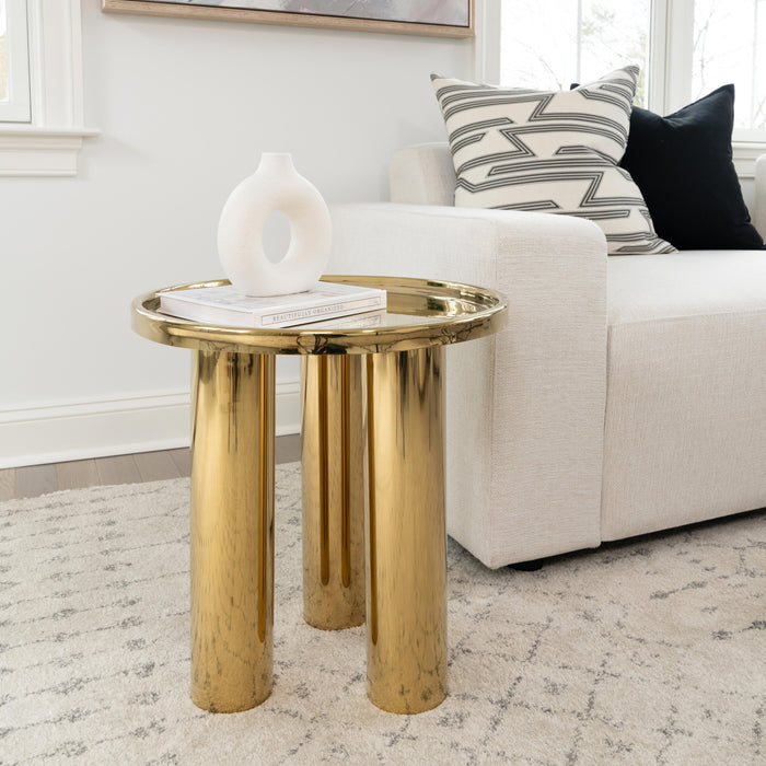 Urbia Eclat Sofia Unique Shaped End Table Polished Gold