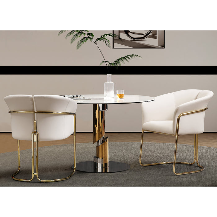 Whiteline Modern Gloria Round White Glass Fine Table Set