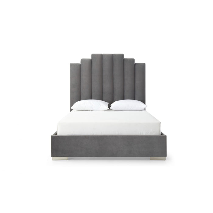 Whiteline Modern Jordan Grey Fabric Queen Size Bed 