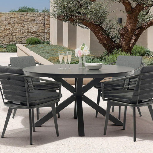 Whiteline Modern Kassey Round Outdoor Dining Patio Table Set