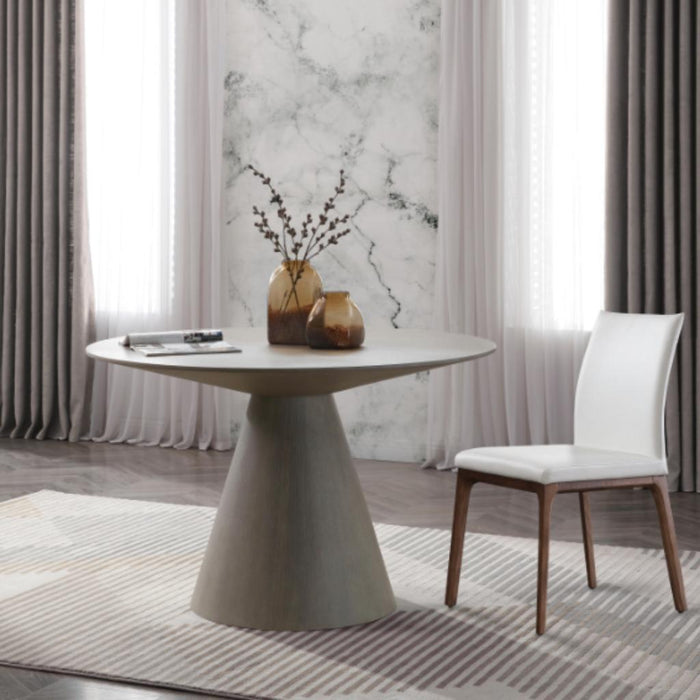 Whiteline Modern Grey Kira Round Dining Table