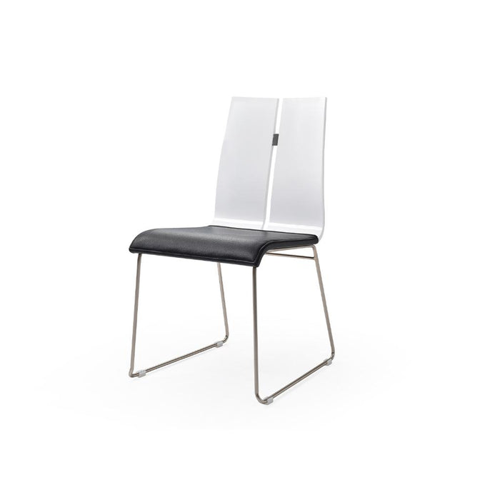 Whiteline Modern Lauren White and Black Dining Side Chair (set of 2)