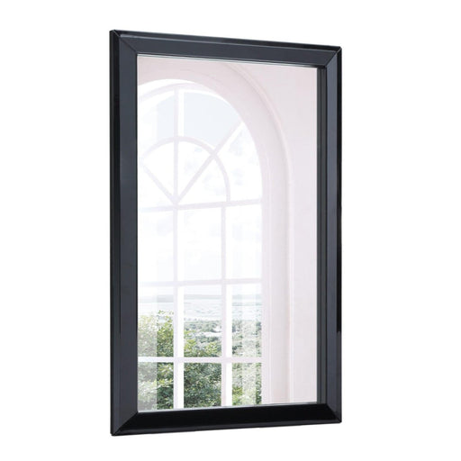 Whiteline Modern Abrazo High Gloss Black Rectangular Wall Mirror 