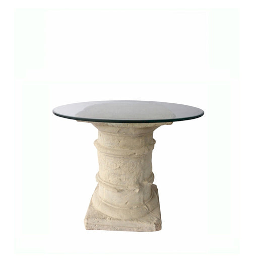 Anderson Teak Etruscan Pedestal Round Glass Top Dining Table