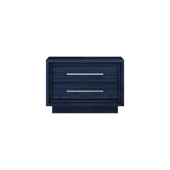 Whiteline Modern Alexander Blue High Gloss Wood Nightstand 