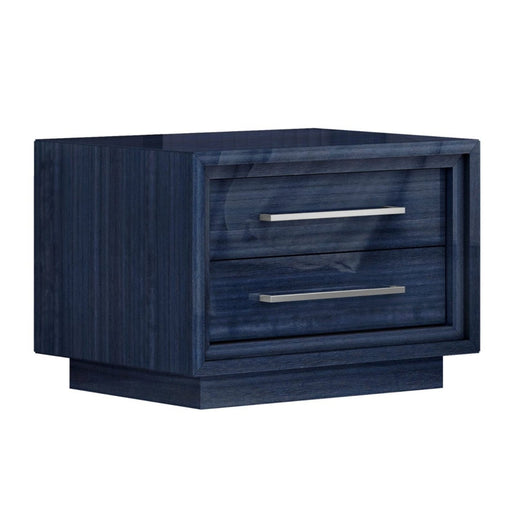 Whiteline Modern Alexander Blue High Gloss Wood Nightstand 