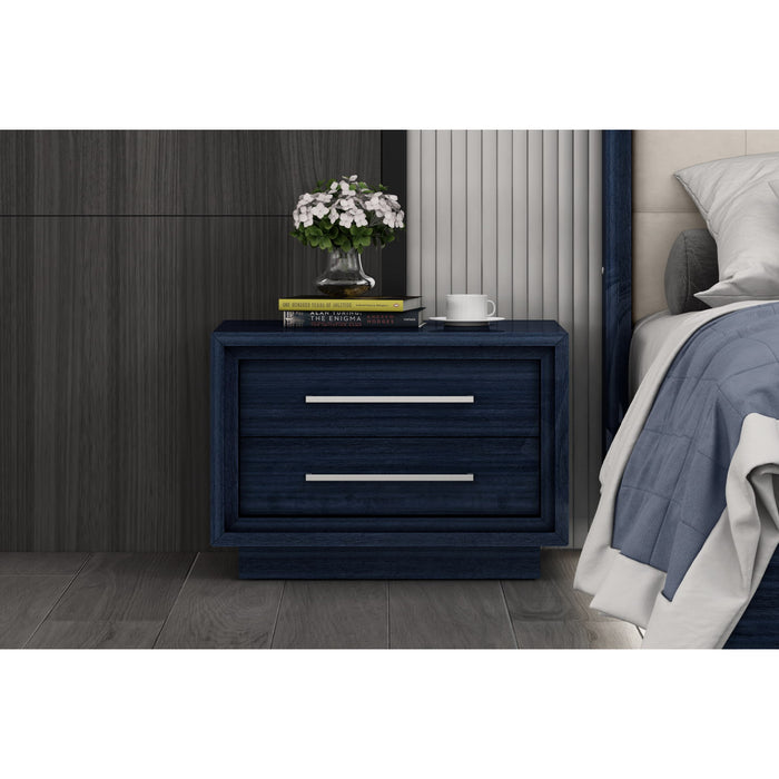 Whiteline Modern Alexander Blue High Gloss Wood Nightstand 