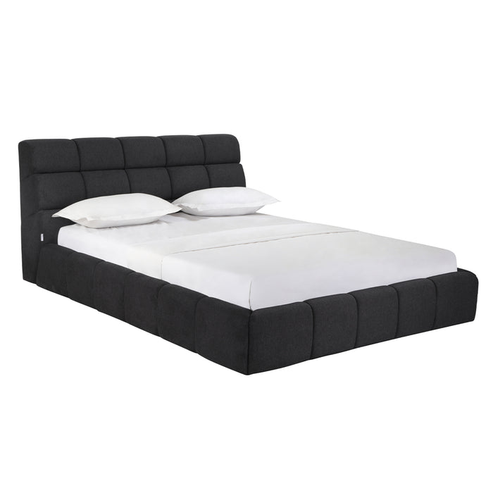 Whiteline Modern Owen Dark Grey Fabric Queen Size Bed 