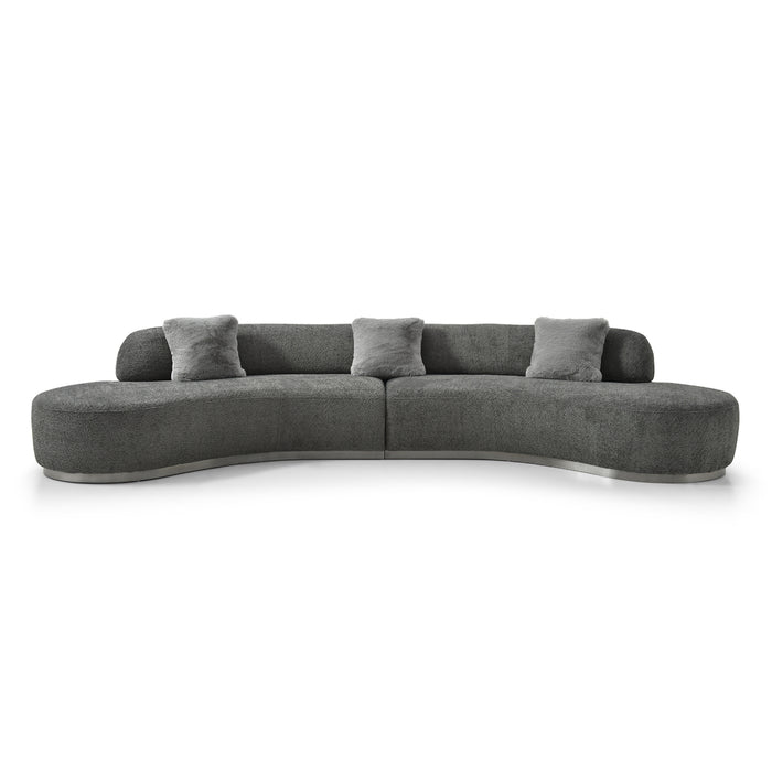 Whiteline Modern Perla Curved 4-Seater Fabric Sofa