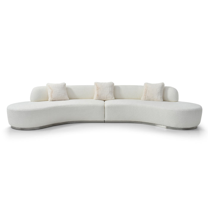 Whiteline Modern Perla Curved 4-Seater Fabric Sofa