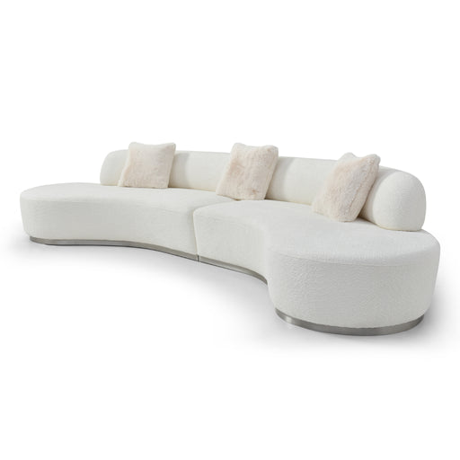 Whiteline Modern Perla Curved 4-Seater Fabric Sofa