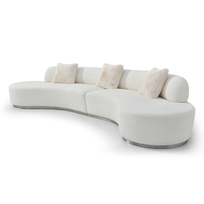 Whiteline Modern Perla Curved 4-Seater Fabric Sofa