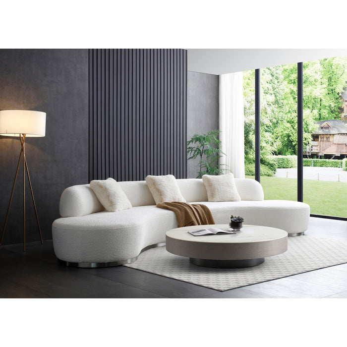 Whiteline Modern Perla Curved 4-Seater Fabric Sofa