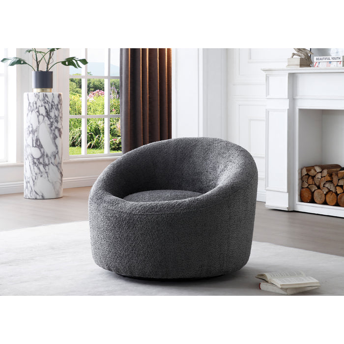 Whiteline Modern Perla Round Swivel Fabric Accent Chair