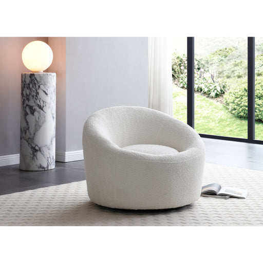 Whiteline Modern Perla Round Swivel Fabric Accent Chair