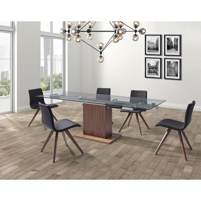 Whiteline Modern Pilastro Glass Extendable Dining Table