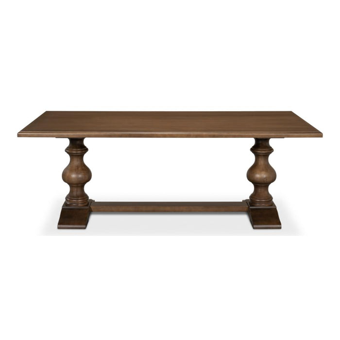 Sarreid Lionisio Trestle Wood Dining Table, Pedestal Base
