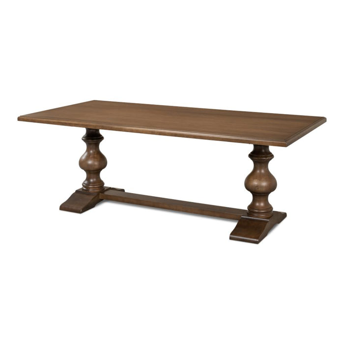 Sarreid Lionisio Trestle Wood Dining Table, Pedestal Base