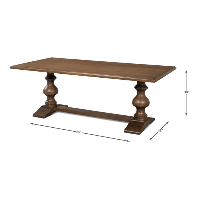 Sarreid Lionisio Trestle Wood Dining Table, Pedestal Base