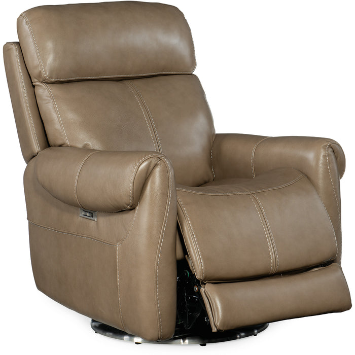 Hooker Furniture Beige Leather Sterling Swivel Power Recliner RC600-PHSZ-080