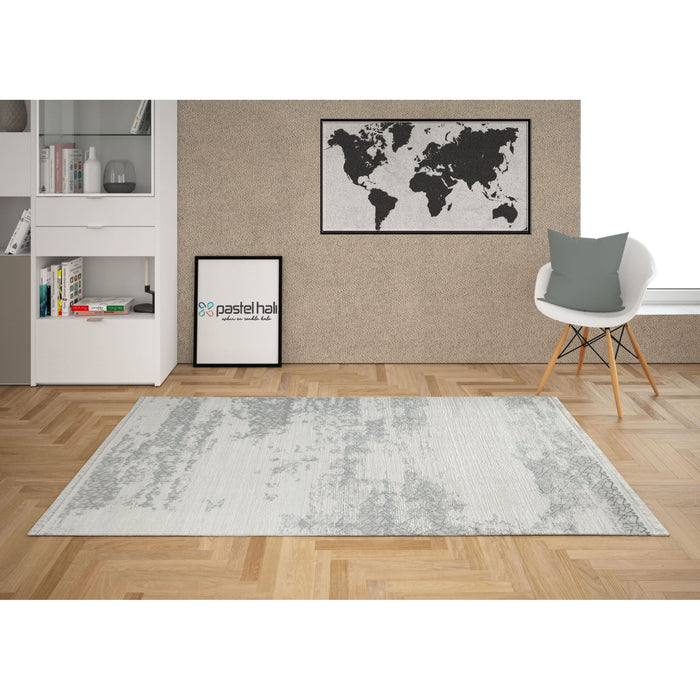 Whiteline Modern Marga Abstract Grey Cotton Indoor Area Rug