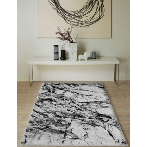 Whiteline Modern Magda Abstract Grey Cotton Indoor Area Rug