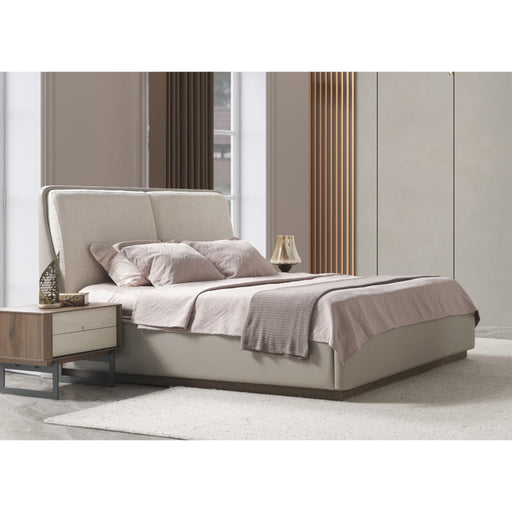 Whiteline Modern Romina Light Grey Faux Leather King Size Bed 