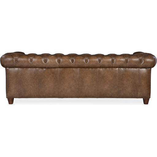 Hooker Furniture Leather Chester Tufted Stationary Reclining Sofa