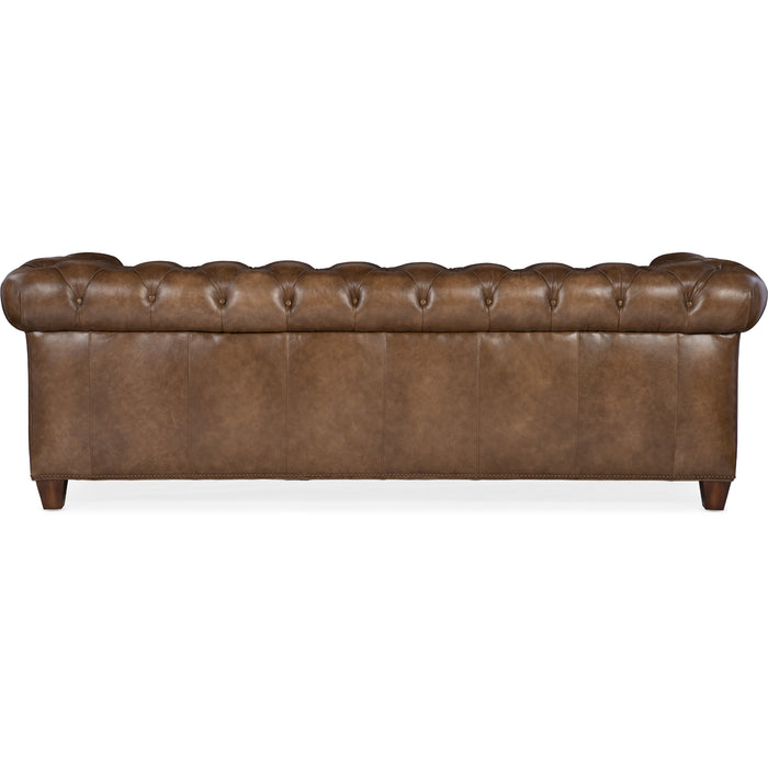 Hooker Furniture Leather Chester Tufted Stationary Reclining Sofa