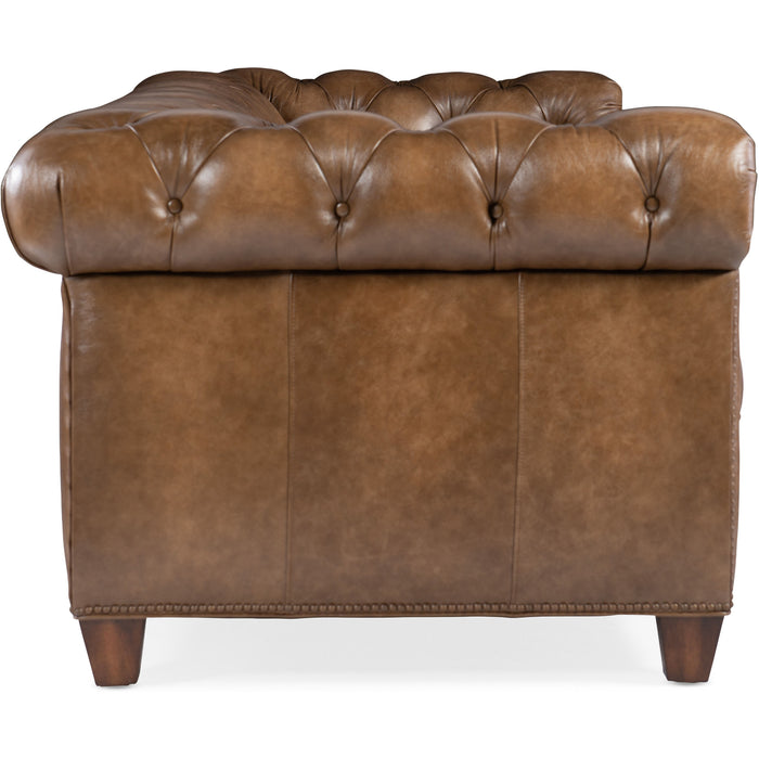 Hooker Furniture Leather Chester Tufted Stationary Reclining Sofa