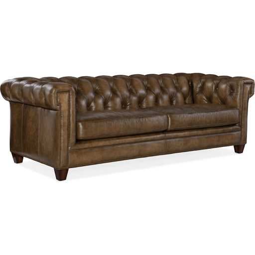 Hooker Furniture Leather Chester Tufted Stationary Reclining Sofa