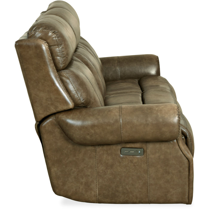 Hooker Furniture Leather Montel Lay Flat Power Reclining Sofa