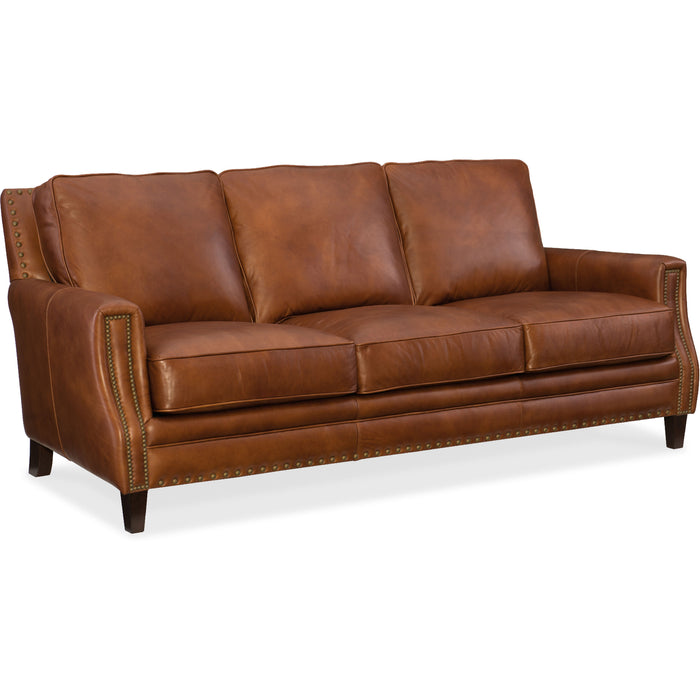 Hooker Furniture Leather Exton Stationary Reclining Sofa