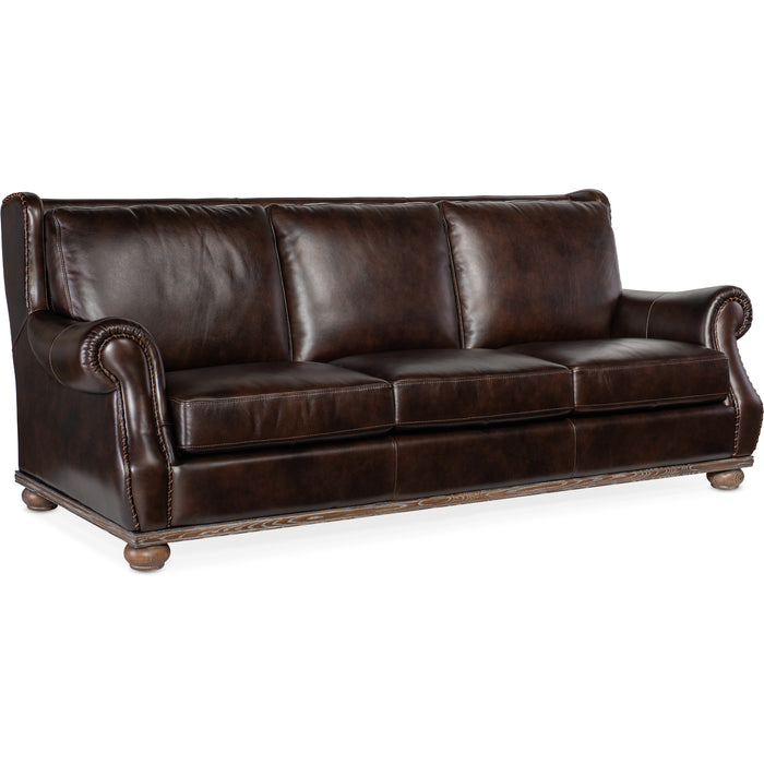 Hooker Furniture Leather William Stationary Reclining Sofa