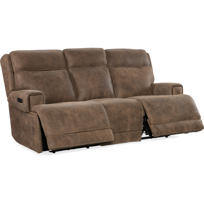 Hooker Furniture Wheeler Dark Brown Leather Power Sofa