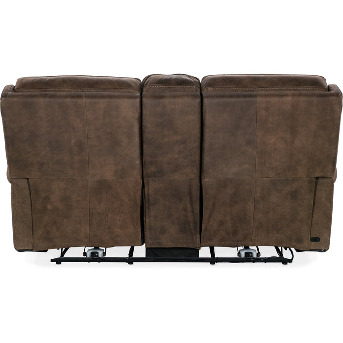 Hooker Furniture Wheeler Dark Brown Leather Power Console Loveseat