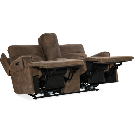 Hooker Furniture Wheeler Dark Brown Leather Power Console Loveseat