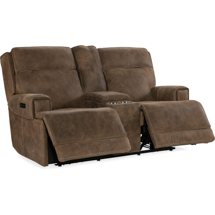 Hooker Furniture Wheeler Dark Brown Leather Power Console Loveseat