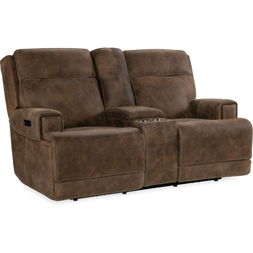 Hooker Furniture Wheeler Dark Brown Leather Power Console Loveseat