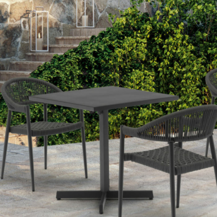 Whiteline Modern Belle Black Outdoor Compact Square Dining Table Set