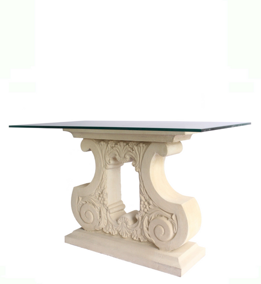 Anderson Teak Elysees Pedestal Round Glass Top Dining Table