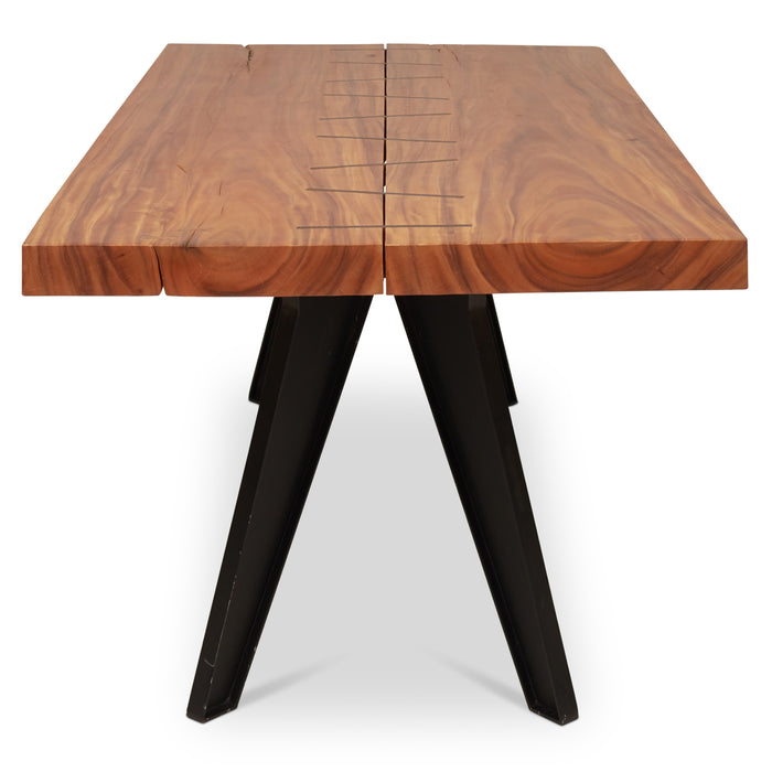 Urbia Naturals Cross Dining Table Wood Black Iron Legs