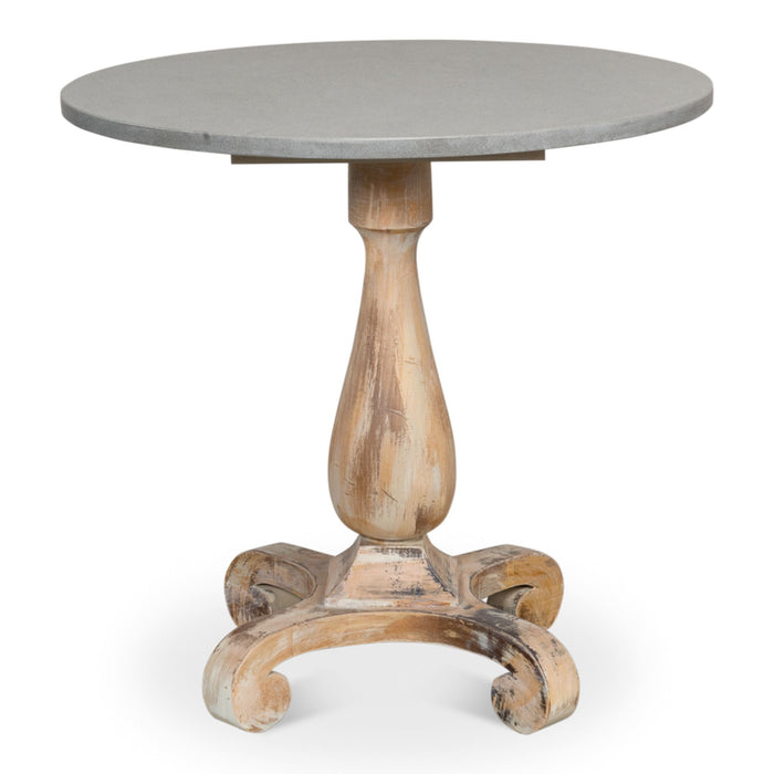 Sarreid LTD. Antique Oak, Stone Top Bistro Table