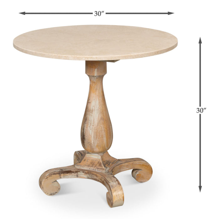 Sarreid LTD. Antique Oak Travertine Bistro Table