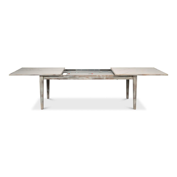 Sarreid Vince Dining Table, Grey Oak Extendable Leaf Dining Table