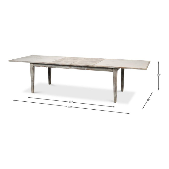 Sarreid Vince Dining Table, Grey Oak Extendable Leaf Dining Table